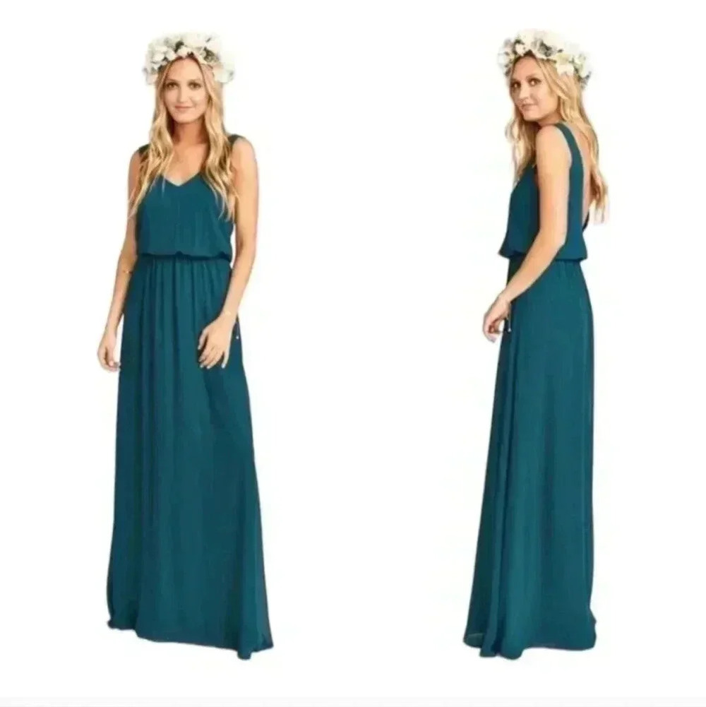 Show me your MUMU Kendall Maxi dress wedding bridesmaid xxSMALL NEW Jade